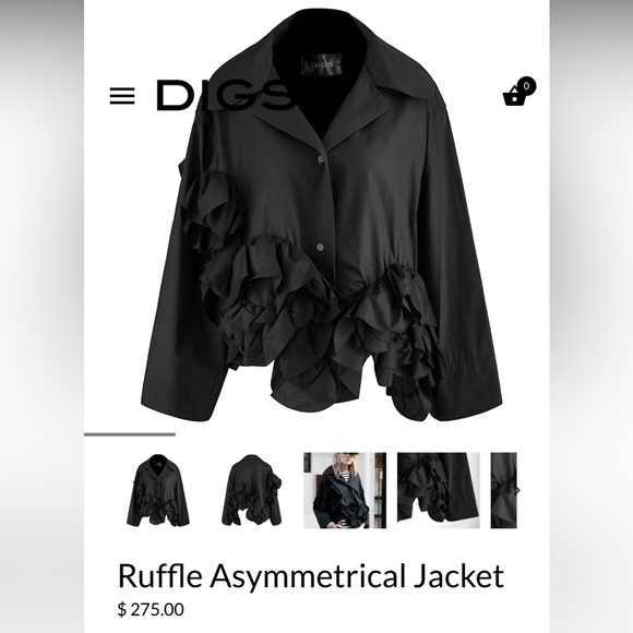 DIGS Ruffle Asymmetrical Jacket size M - Picture 1 of 7